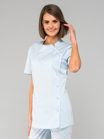 bluza kosmetyczna damska krótki rękaw PAULA - baby blue