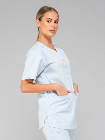 Bluza medyczna damska z krótkim rękawem AGATA  - baby blue