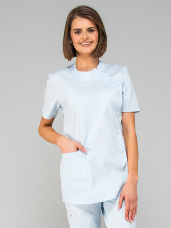 bluza kosmetyczna damska krótki rękaw PAULA - baby blue