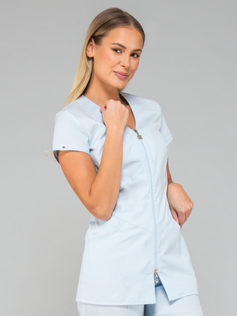 Bluza medyczna dla pielęgniarek z krótkim rękawem LILY - baby blue