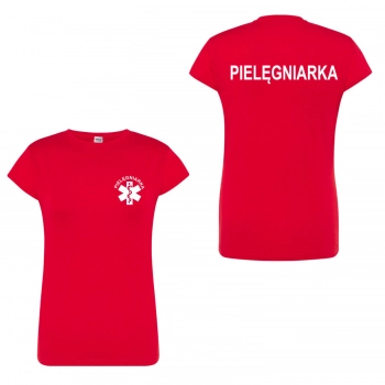 T-shirt - pielęgniarka, koszulka medyczna damska - czerwona