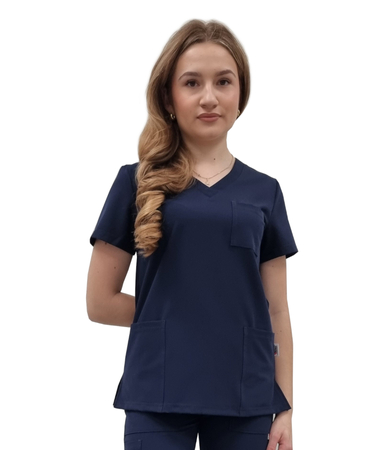 Bluza medyczna casual premium - ciemny granat