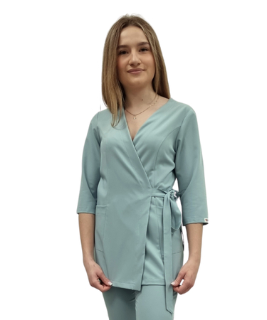 Bluza medyczna kopertowa tunika basic premium Mięta