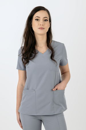 Elastyczna bluza medyczna damska / scrubs M-390XC/Popiel