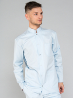 Elegancka bluza medyczna męska z długim rękawem OLAF - baby blue