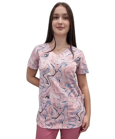 Bluza medyczna W16/jasny - elastyczna - bawełna