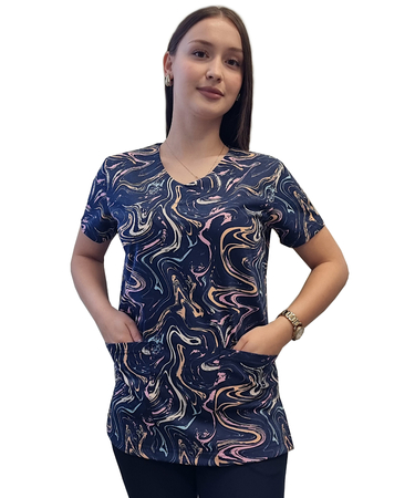 Bluza medyczna W16/ciemny - elastyczna - bawełna