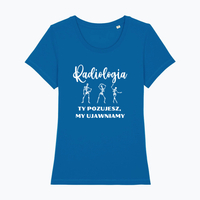 T-shirt damski z nadrukiem Radiologia - niebieski