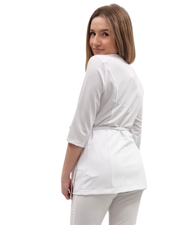 Bluza medyczna kopertowa tunika basic premium Biała