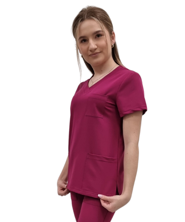 Bluza medyczna casual premium - wiśnia