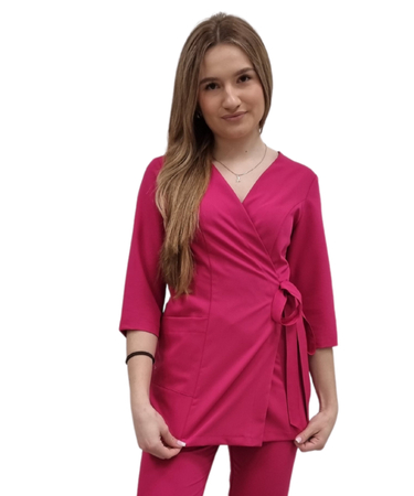 Bluza medyczna kopertowa tunika basic premium Amarant