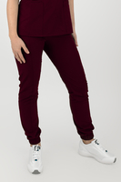 Elastyczne spodnie joggery medyczne damskie - scrubs M-200XCG - Bordo