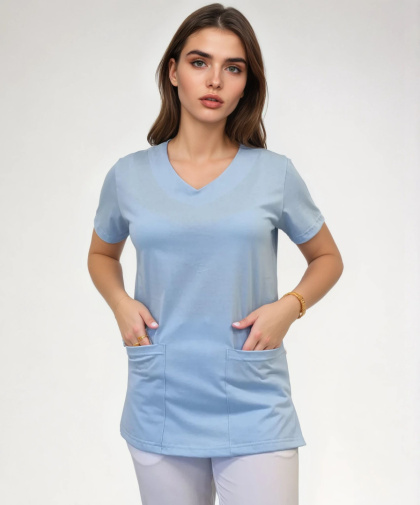 Bluza chirurgiczna damska - ZOE - niebieska