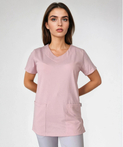 Bluza chirurgiczna damska - ZOE - różowa