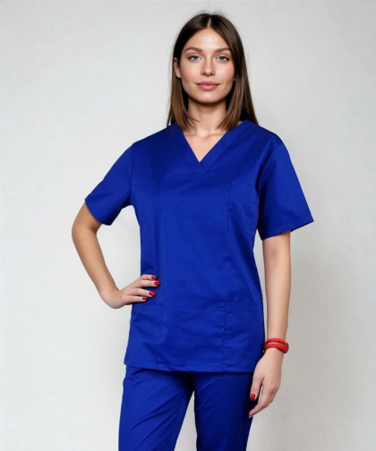 Bluza chirurgiczna medyczna damska - OLIVIA - chabrowy