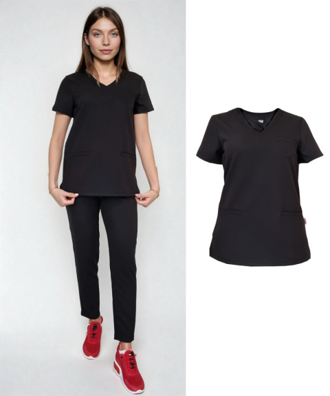 Bluza medyczna damska - DAISY - czarny