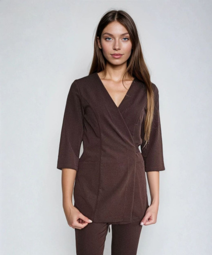 Bluza medyczna kosmetyczna - LISA - czekolada