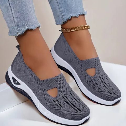 Buty damskie Sneakers oddychające z dzianiny MedLine Knit - ciemno szary Buty damskie Sneakers oddychające z dzianiny MedLine Knit - ciemno szary