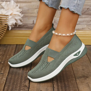 Buty damskie Sneakers oddychające z dzianiny MedLine Knit - ciemno szary