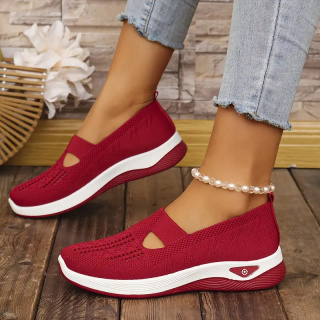 Buty damskie Sneakers oddychające z dzianiny MedLine Knit - czerwony