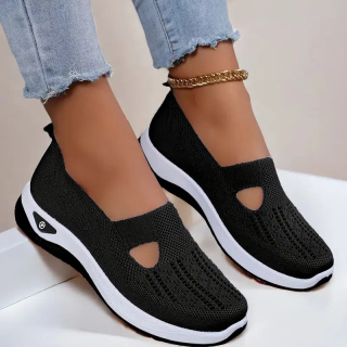 Buty damskie Sneakers oddychające z dzianiny MedLine Knit - czarne