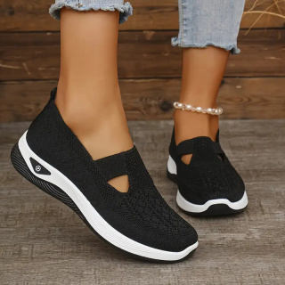 Buty damskie Sneakers oddychające z dzianiny MedLine Knit - czarne