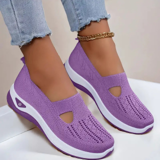 Buty damskie Sneakers oddychające z dzianiny MedLine Knit - fioletowe