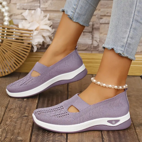 Buty damskie Sneakers oddychające z dzianiny MedLine Knit - jasnofioletowe Buty damskie Sneakers oddychające z dzianiny MedLine Knit - jasnofioletowe