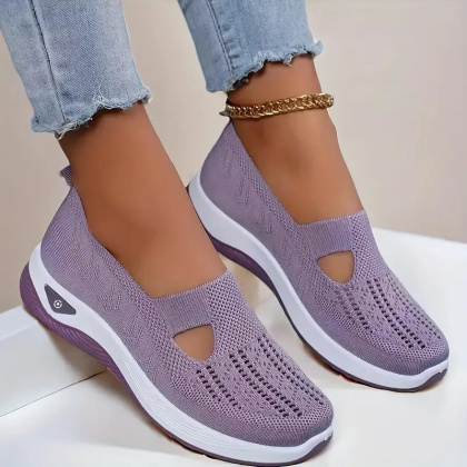 Buty damskie Sneakers oddychające z dzianiny MedLine Knit - jasnofioletowe