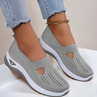 Buty damskie Sneakers oddychające z dzianiny MedLine Knit - szare
