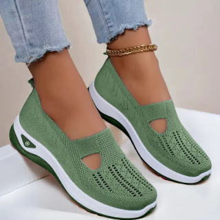 Buty damskie Sneakers oddychające z dzianiny MedLine Knit - zielone