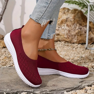 Baleriny wsuwane damskie oddychające AirWeave Ballerina - czerwone