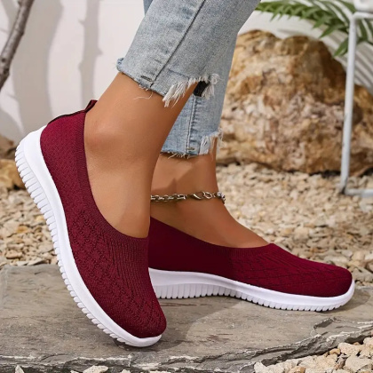 Baleriny wsuwane damskie oddychające AirWeave Ballerina - czerwone