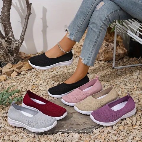 Baleriny wsuwane damskie oddychające AirWeave Ballerina - czarne Baleriny wsuwane damskie oddychające AirWeave Ballerina - czarne