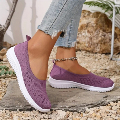 Baleriny wsuwane damskie oddychające AirWeave Ballerina - fioletowe