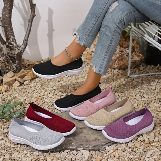 Baleriny wsuwane damskie oddychające AirWeave Ballerina - fioletowe
