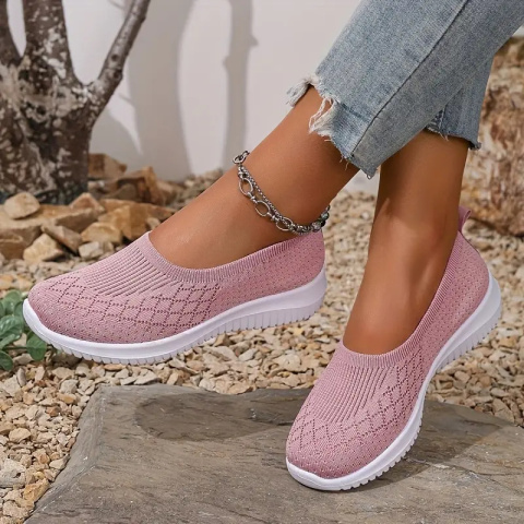 Baleriny wsuwane damskie oddychające AirWeave Ballerina - różowe