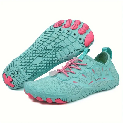 BareLite Flex – damskie oddychające buty barefoot antypoślizgowe - cyjan