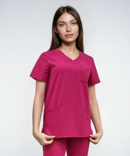 Bluza medyczna damska - CASSIE - amarant