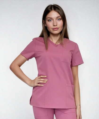 Bluza medyczna damska - CASSIE - brudny róż
