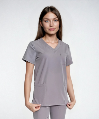 Bluza medyczna damska - CASSIE - ciemny szary