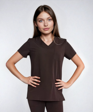 Bluza medyczna damska - CASSIE - czekolada