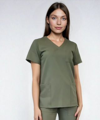 Bluza medyczna damska - CASSIE - oliwka