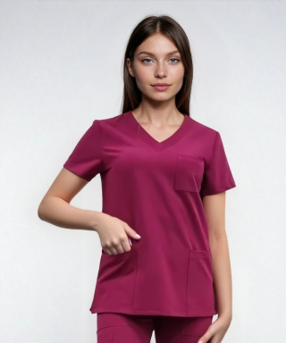 Bluza medyczna damska - CASSIE - wiśnia