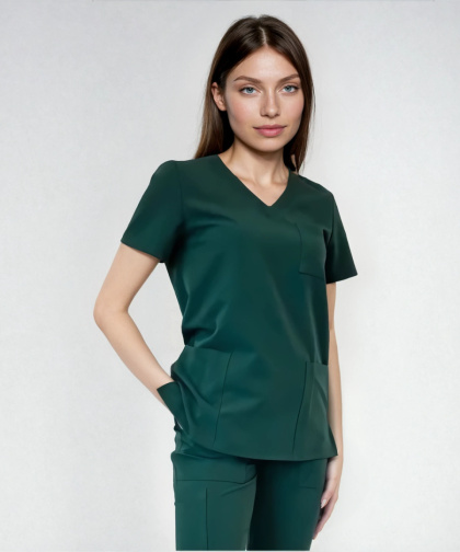 Bluza medyczna damska - CASSIE - zielona butelka