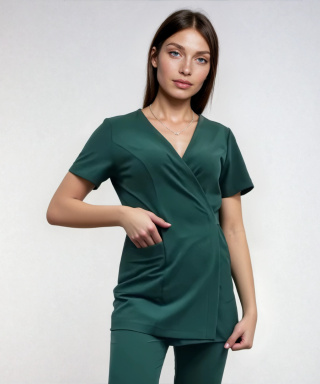 Bluza medyczna damska - LENA - zieleń butelkowa