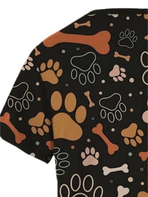 Bluza medyczna damska z nadrukiem łapek – czarna Bluza medyczna damska z nadrukiem łapek – czarna