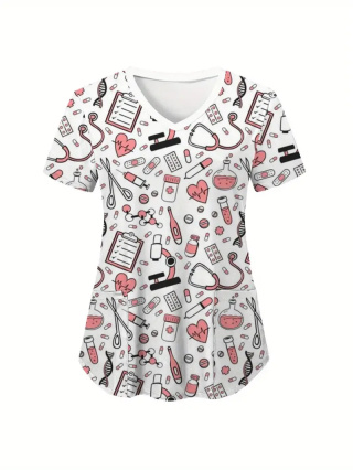 Bluza medyczna z mikroelastycznej dzianiny - biała