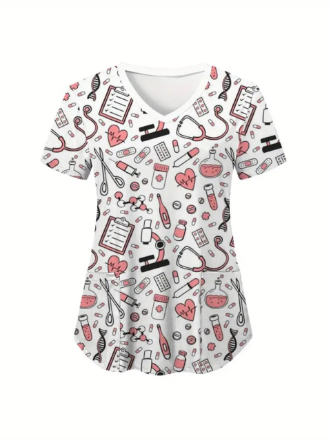 Bluza medyczna z mikroelastycznej dzianiny - biała