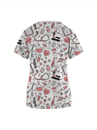 Bluza medyczna z mikroelastycznej dzianiny - biała